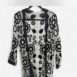 #POL black and cream open knit floral cardigan